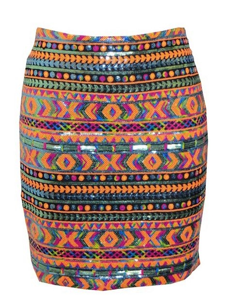 falda étnica delante